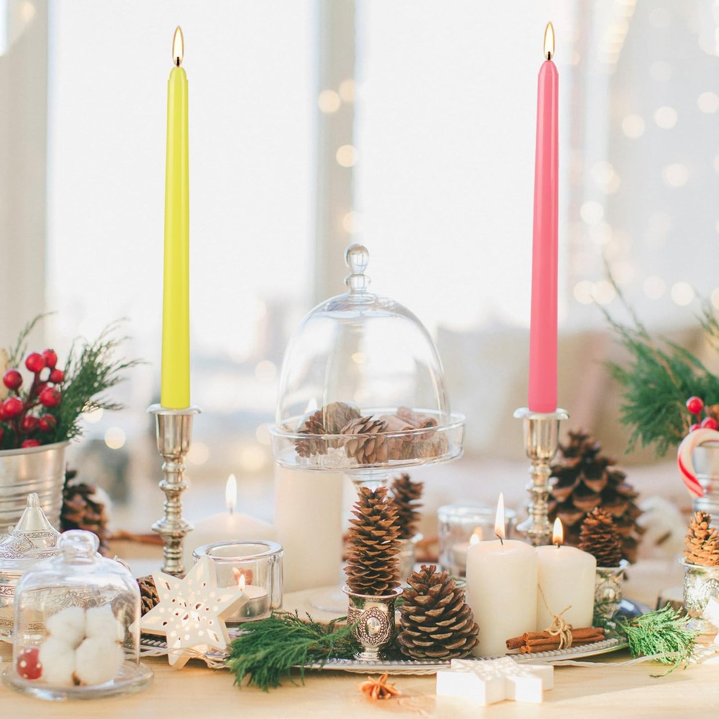 30-Pack 10-Color Taper Candles - 10 Inch Dripless & 10-Hour Burn|Wedding/Birthday/Home Decor with Premium Wax