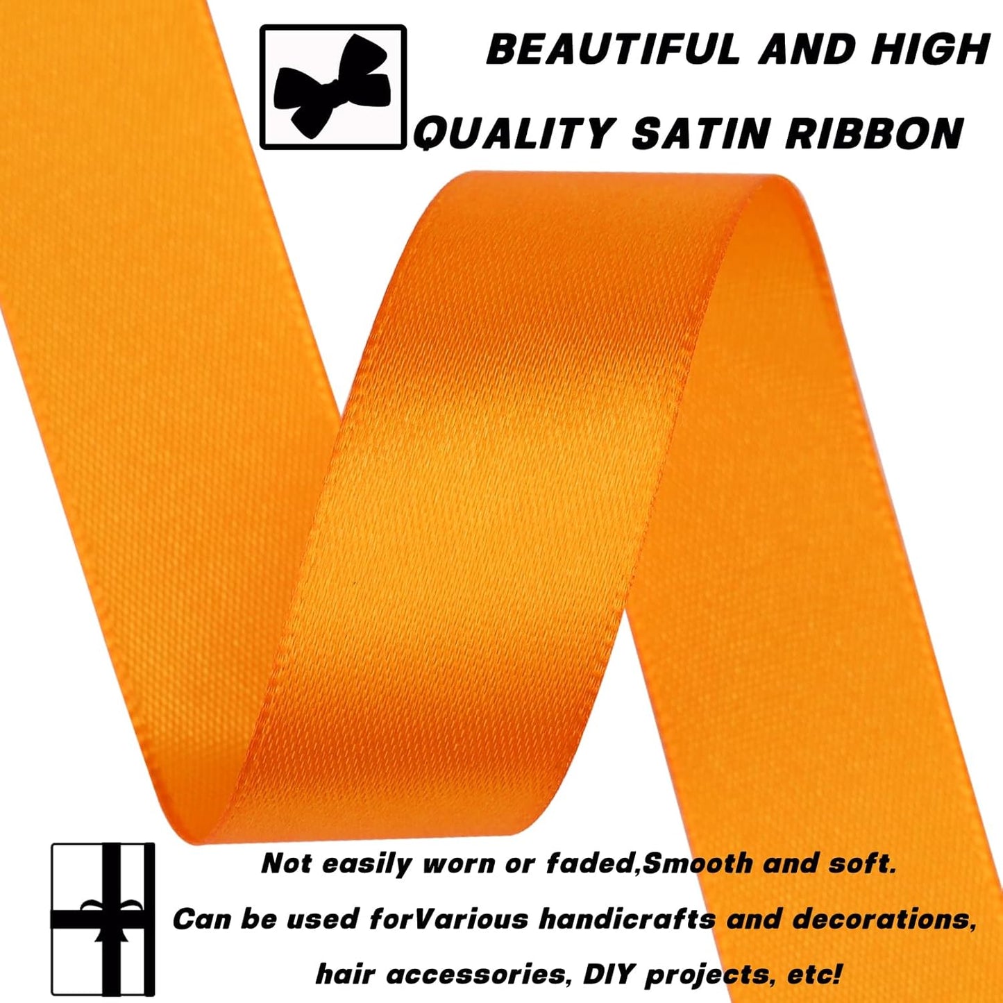 Orange Ribbon 7/8 Inch 60 Yards Satin Craft Ribbon-Single Face Polyester Ribbon for Handmade Roses,Gift Wrapping,Timeless Flower,Bouquets,Wedding and Party Decoration