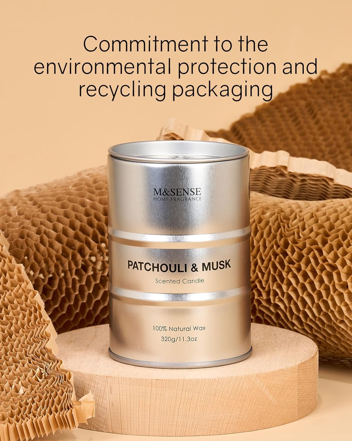 M&SENSE Scented Candle, Patchouli Musk Candle Gifts for Men, 70 Hours Slow Burning Natural Soy Candles11.3 oz, Stress Relief Luxury Aromatherapy Candles Home Decor, Valentines Day Gifts for Him