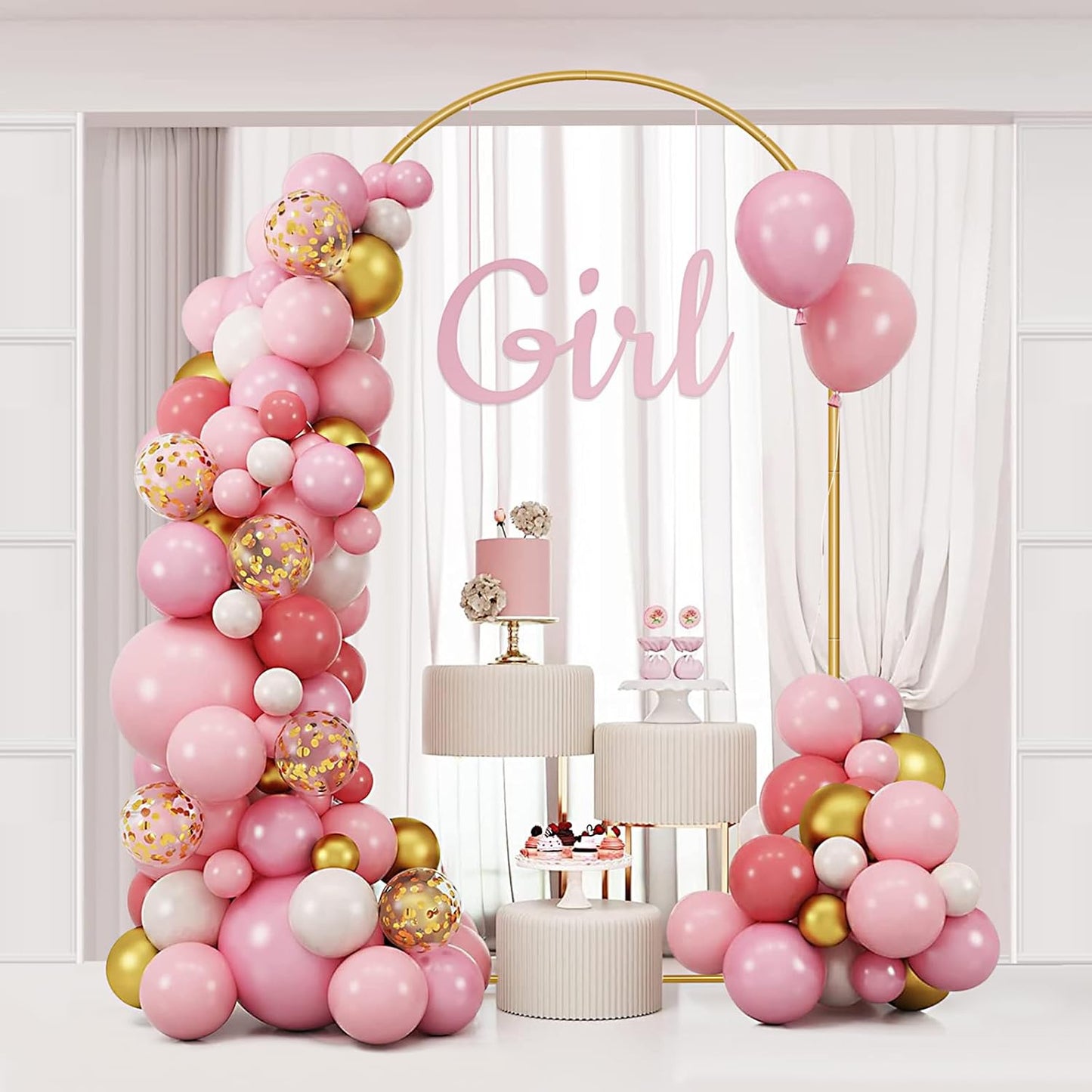 Metal Arch Backdrop Stand 7.2FT Gold Wedding Balloon Arched Backdrop Stand Square Arch Frame for Birthday Party Bridal Baby Shower Ceremony Decoration