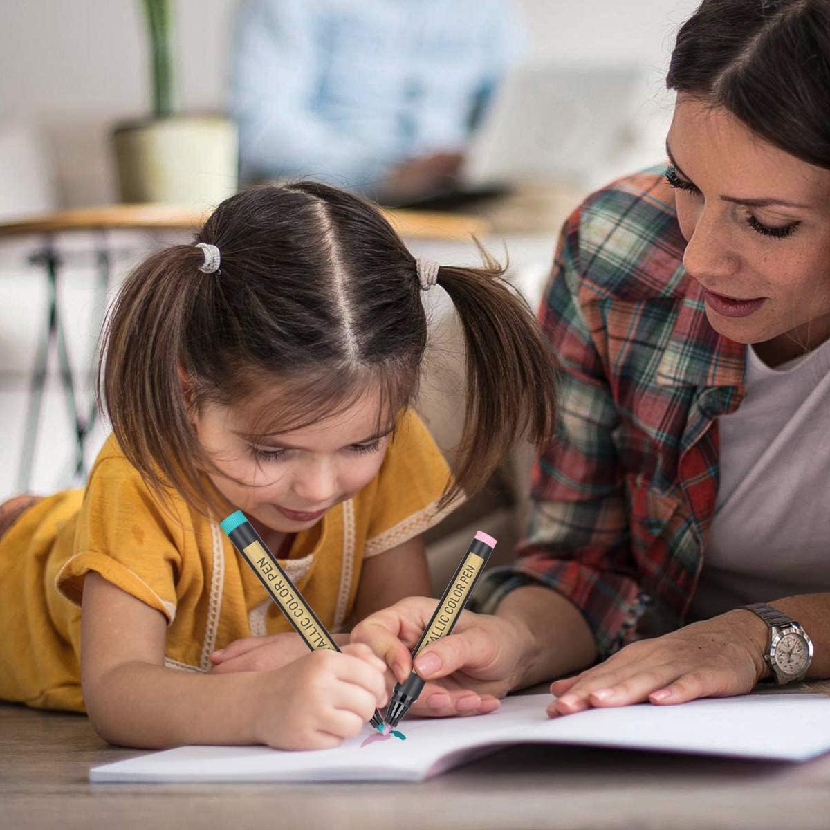 JR.WHITE Metallic Paint Markers, 20 Colors Paint Pen Craft Markers for Art, Rock Painting, Photo Albums, Scrapbooking, Black Paper, Mug, Wood, Easter Eggs, Drawing & Adult Art Supplies