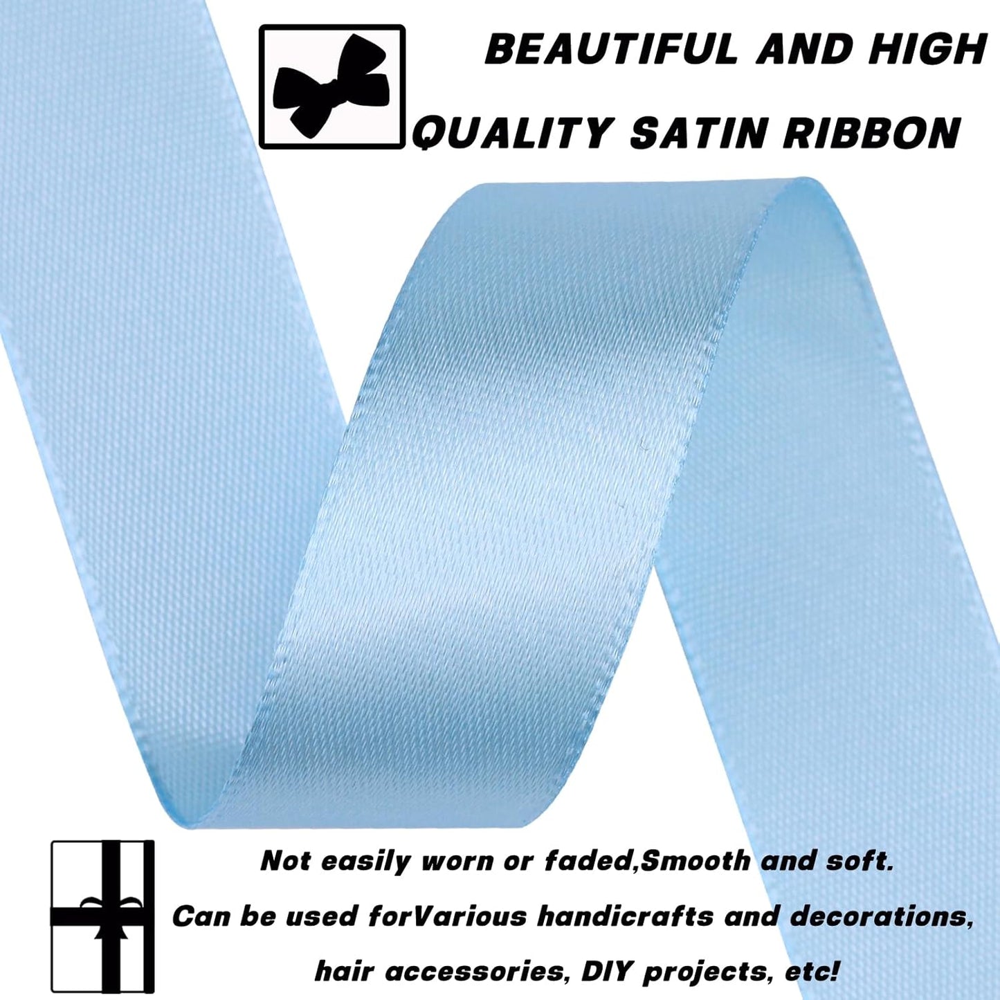 Sky Blue Solid Polyester Ribbon - 7/8 Inch x 60 Yards - Classic Style for Multiple Occasions