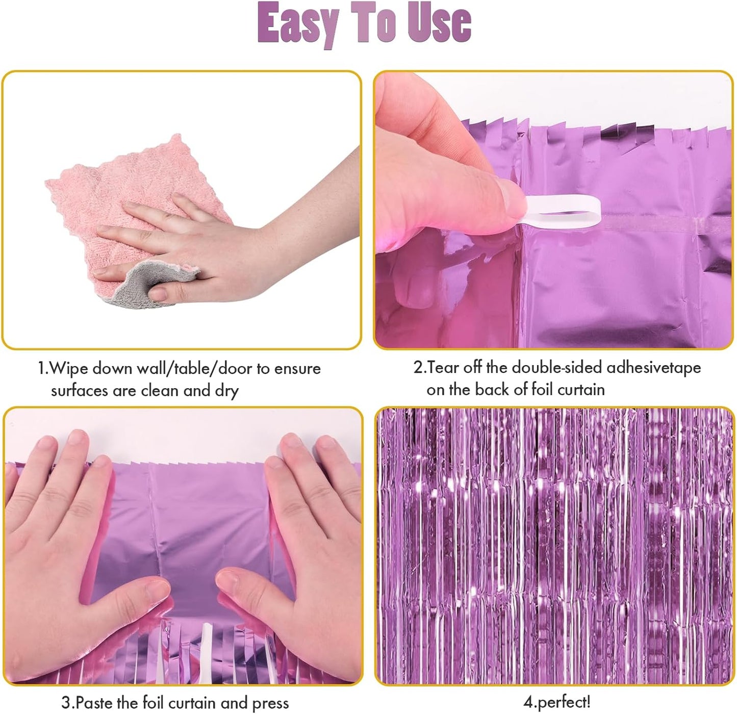 CANREVEL 2 Pack 3.3x8.2 Feet Pink Foil Fringe Backdrop Curtains, Tinsel Streamers Birthday Party Decorations, Fringe Backdrop for Girl Princess Bachelorette Euphoria Theme Party