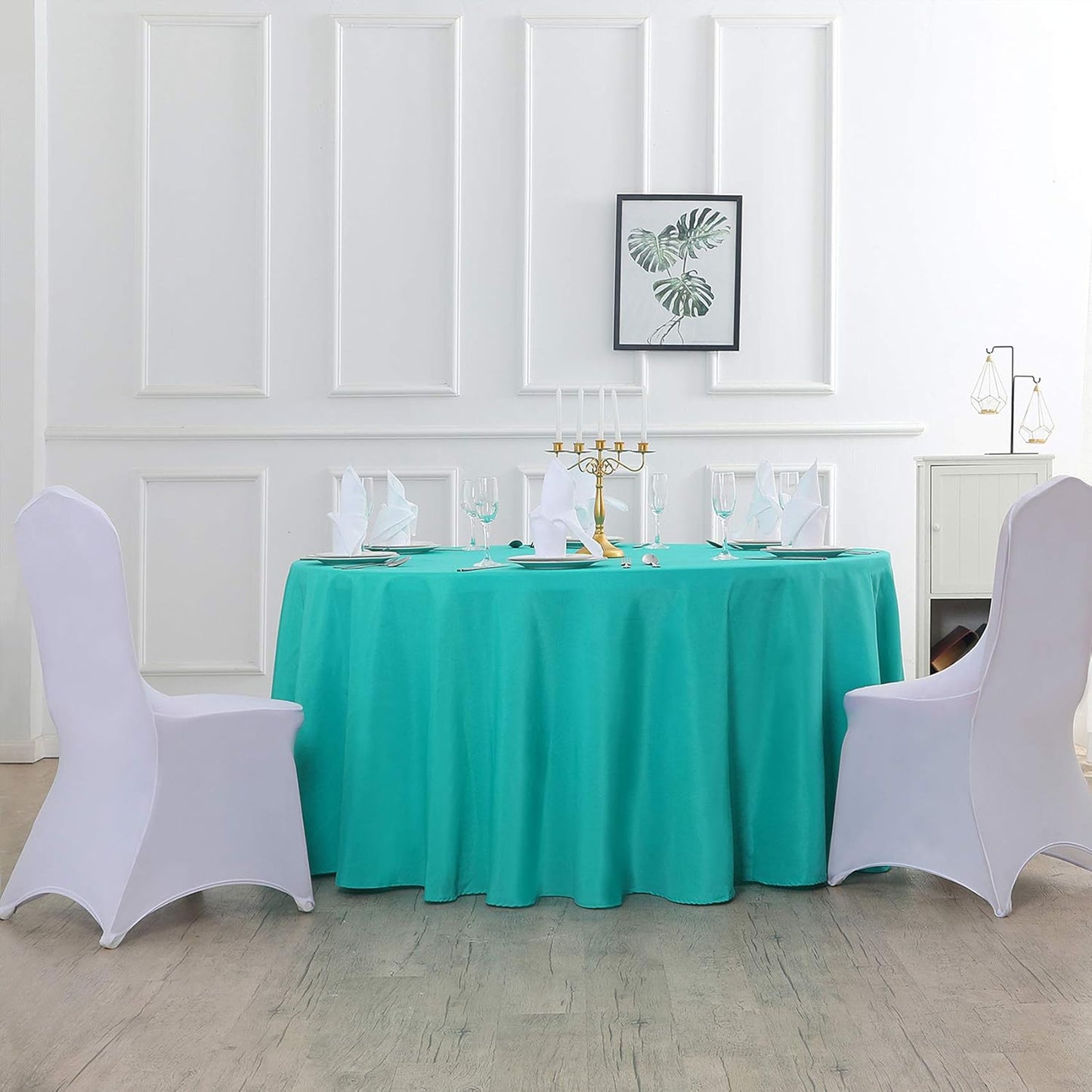 108 inch Round Tablecloth Washable Polyester Table Cloth Decorative Table Cover for Wedding Party Dining Banquet(108 inch,Turquoise)