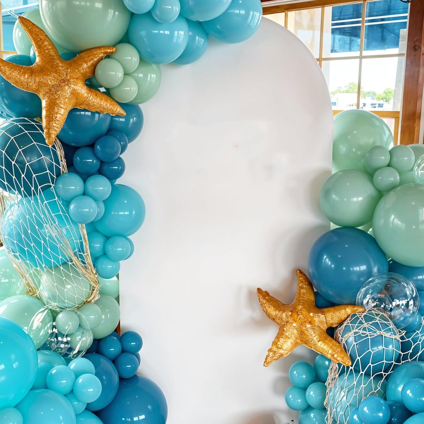 Ocean Themed Balloons, Macaron Light Baby Sea Blue Teal Transparent Balloons for Boy Girl Ocean Themed Birthday Sea Party Baby Shower Decorations