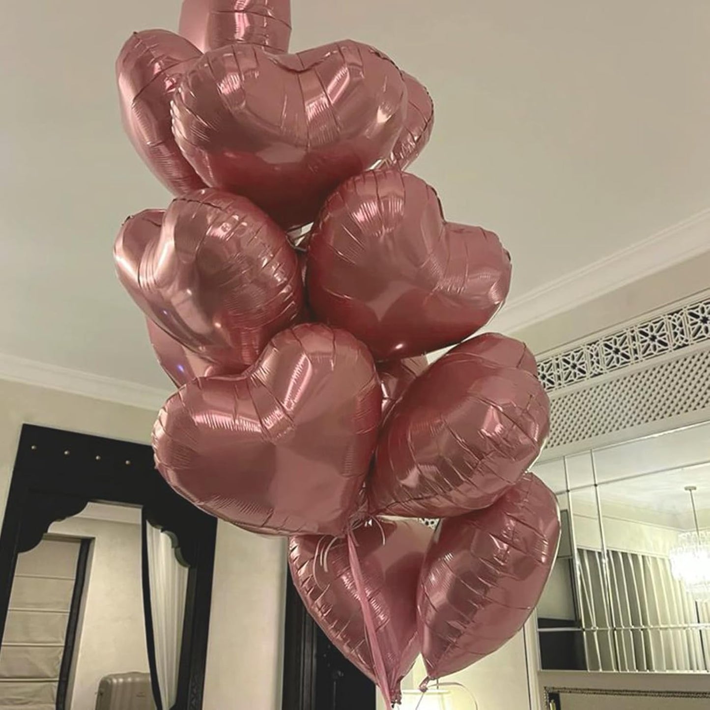 Pink Heart Balloons, 18 Inch Pink Heart Shape Balloon, 12PCS Heart Foil Helium Romantic Balloons for Girls Birthday Baby Shower Wedding Engagement Anniversary Party Decoration