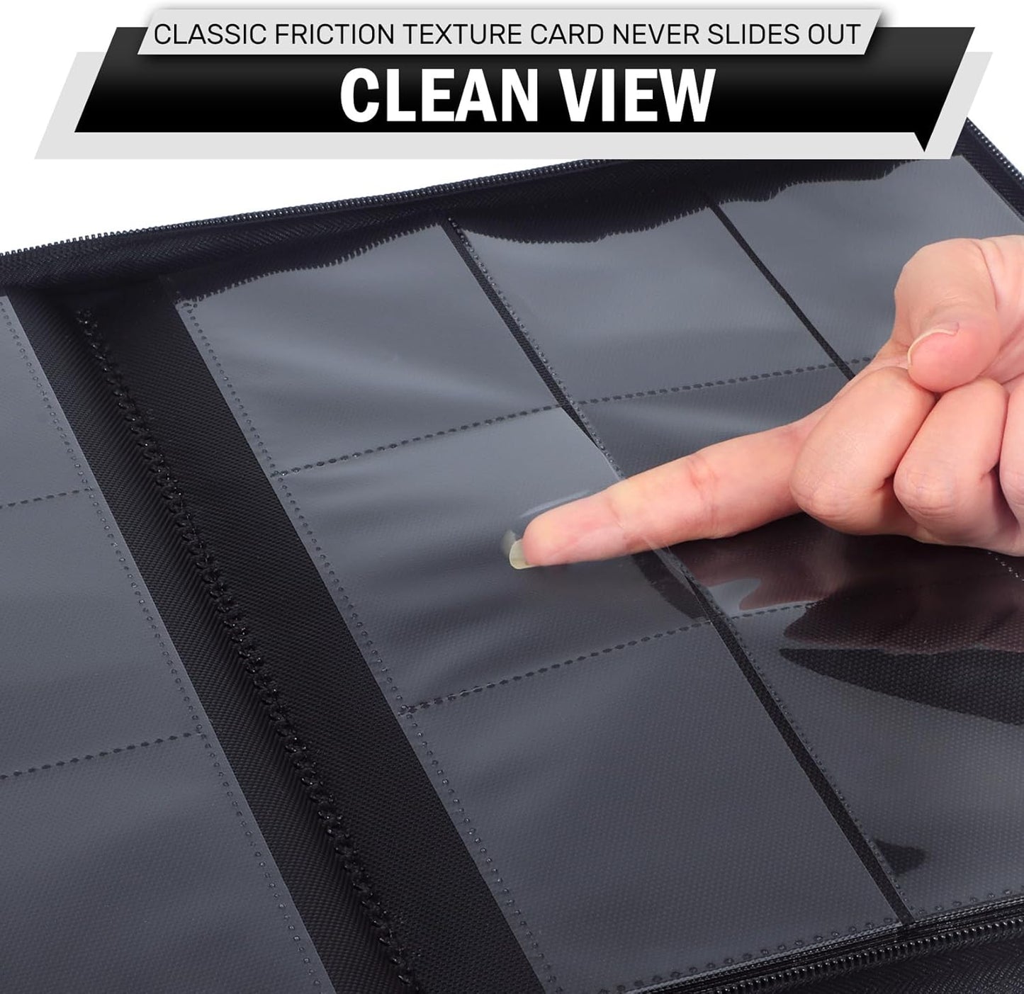 Trading Card Binder 9 Pocket, Zipper Binder Card Album Holds 540 Cards, 30 Pack Acid-Free Pages with Side Loading, Premium Leather Cover Card Folder for TCG/MTG/Sports Cards Collection, White