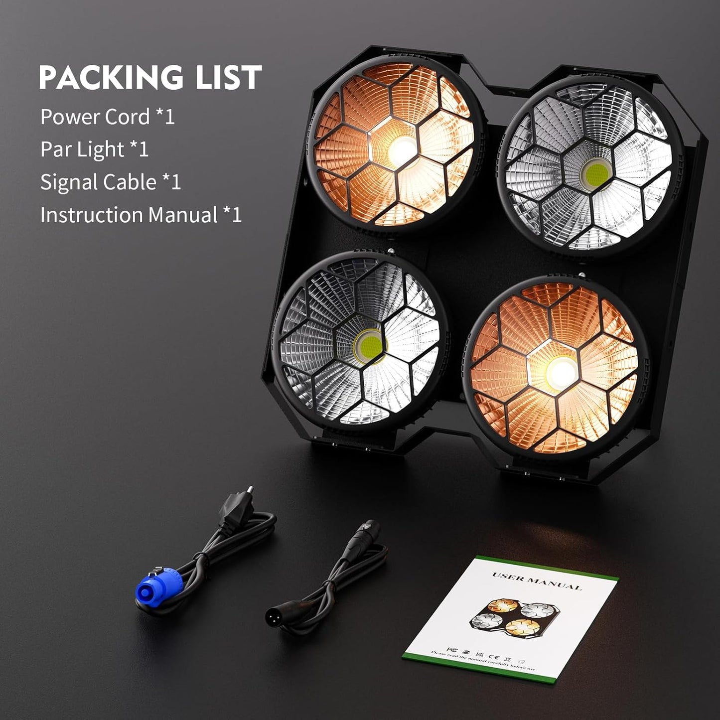 Stage Lights, 4X100W COB Spotlight LED Par Can Retro Lights, 2 in 1 Cool White & Warm White DMX512 Sound Activated Blinder Uplights for Events Parties Wedding Church Concert Studio Show Dance - 2Packs