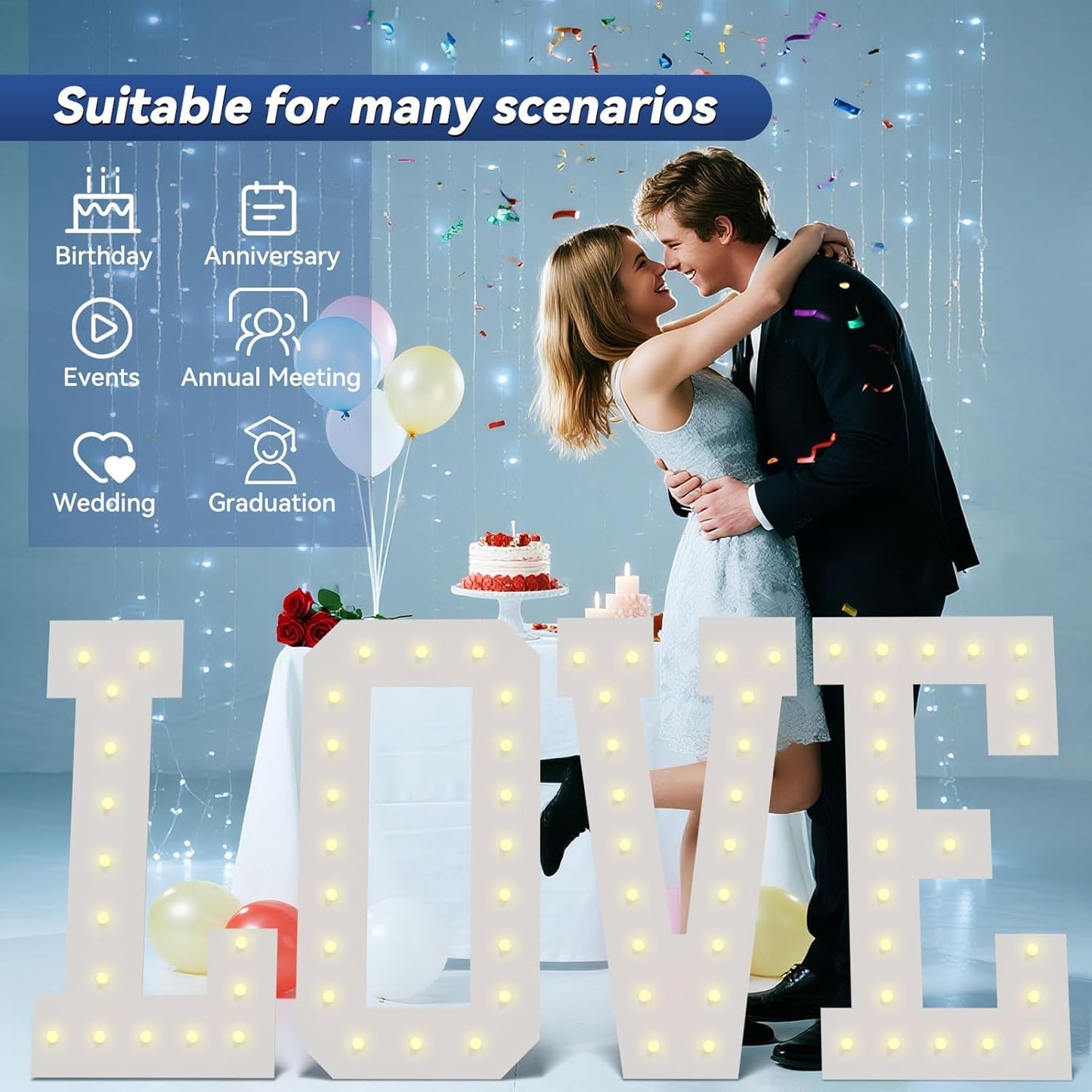 4FT Marquee Light Up Letters - Large Marquee Letters 4 Feet Tall for Birthday Party Decorations, Big Letter for Wedding Event Marry Me Baby Shower Bridal Shower, Letter H