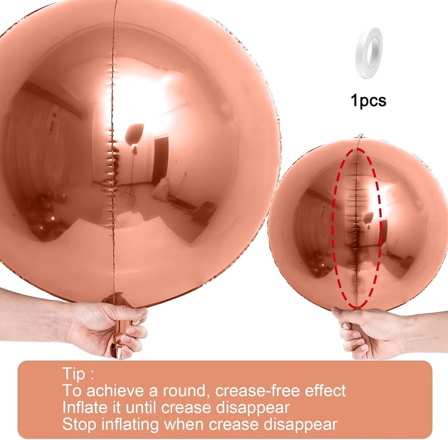 12Pcs Rose Gold Round Foil Balloons, 22" 15" 10" 4D Helium Ball Balloon, Metallic Rose Foil Balloon for Birthday Graduation Wedding Anniversary Bachelorette Disco Prom Party Decorations