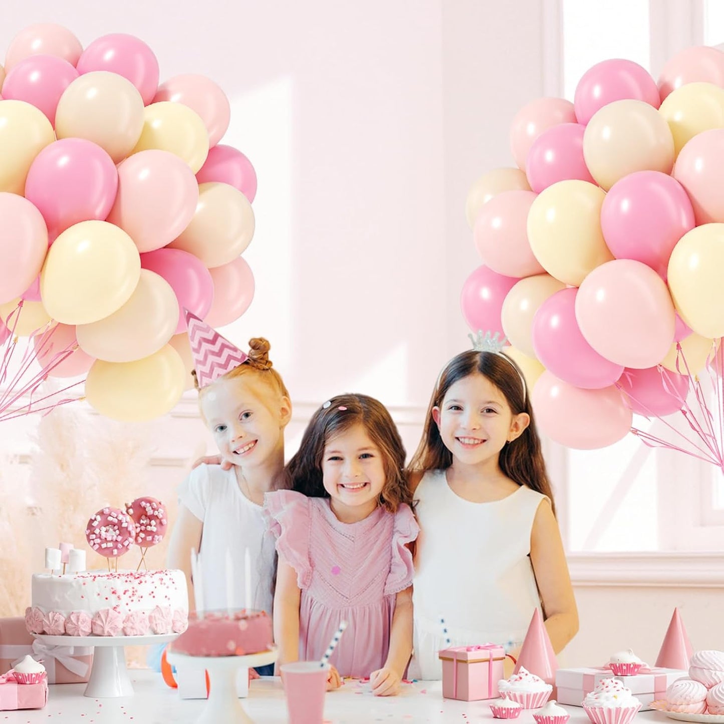 60pcs Pink and Yellow Balloons 12inch, with Sand White Latex Balloons for Anniversary Wedding Baby Shower Birthday Party Decorations