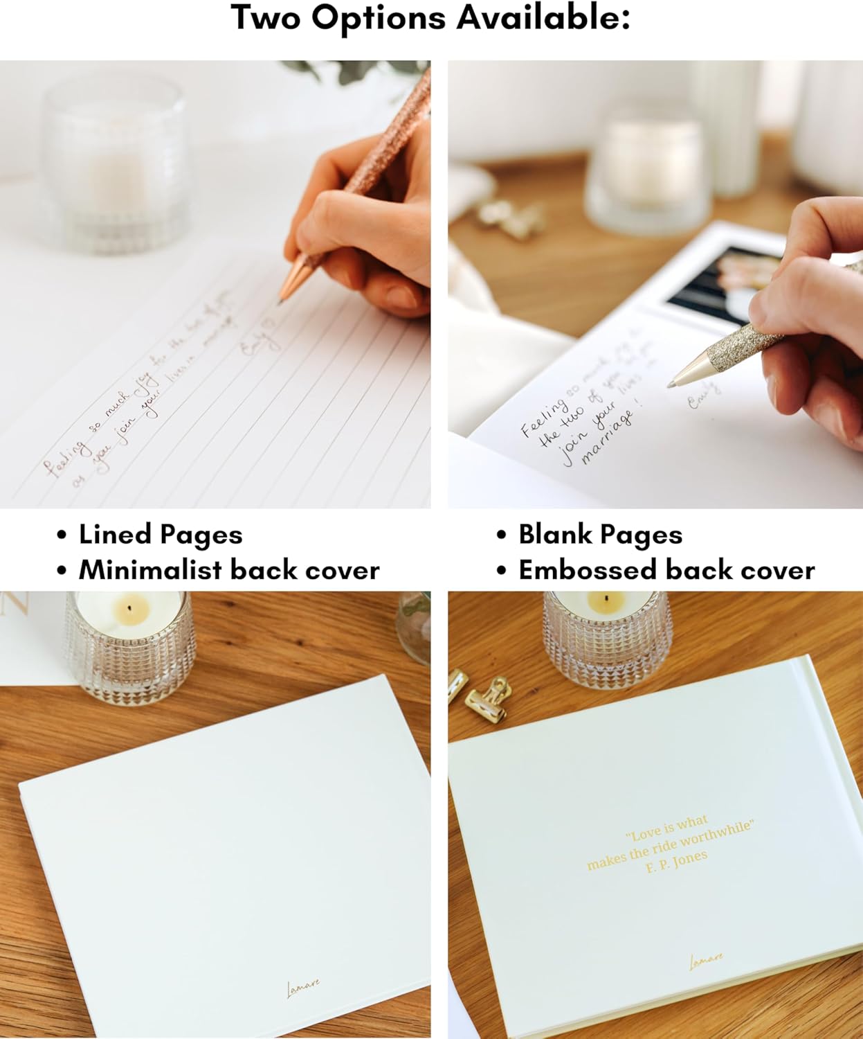 Lamare Wedding Guest Book – Polaroid Guest Book for Wedding Reception, Baby Shower, Birthday, Bridal Shower and Special Event Guestbook – A Stylish Sign in Book for Party - Lined Page