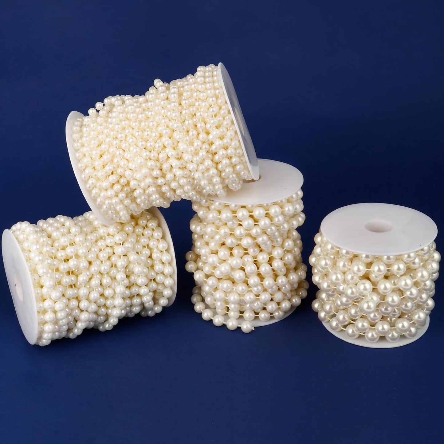 295 FT Pearl Beads Garland for Decoration, 3MM Craft Pearl Beads String Roll Spool for DIY Craft Wedding Party Christmas Tree Decoration