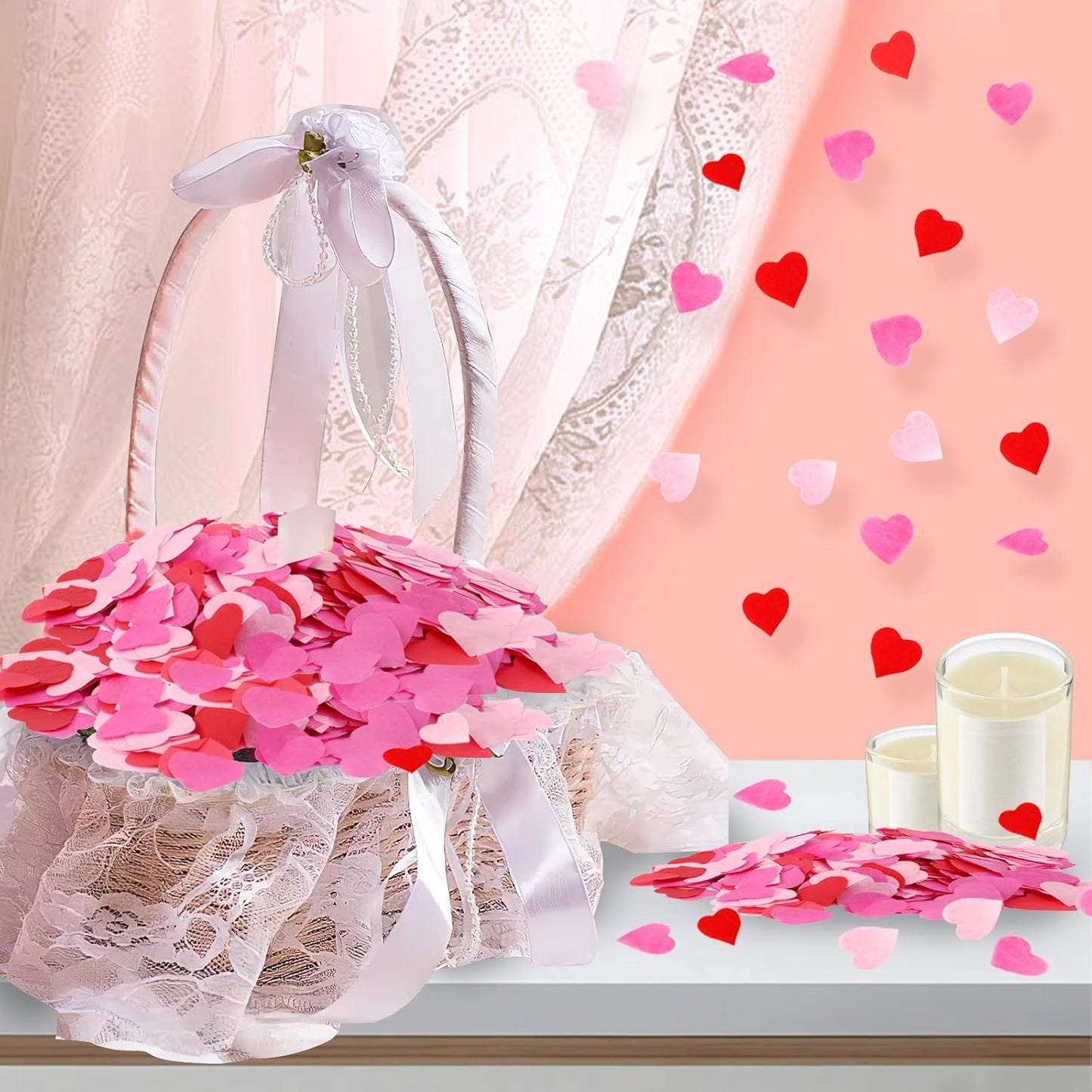 MARFOREVER Valentine's Day Heart Paper Confetti, Red Heart Tissue Decorations Valentine Party Scatter Table Confetti Sprinkles Hearts for Balloons Wedding Birthday Festival Supplies