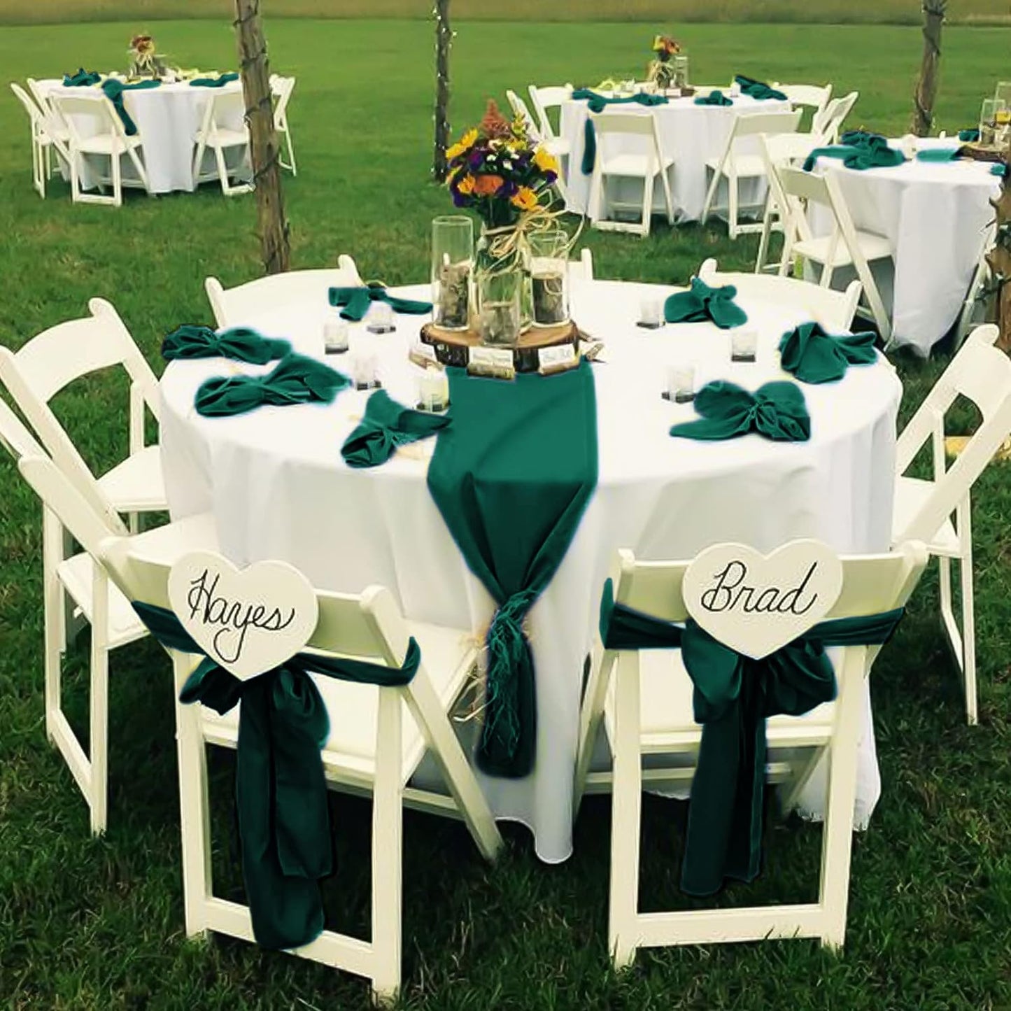 fani 120 PCS Forest Green Satin Chair Sashes Bows Universal Chair Cover for Wedding Reception Restaurant Event Decoration Banquet,Party,Hotel Event Decorations (7 x 108 inch)