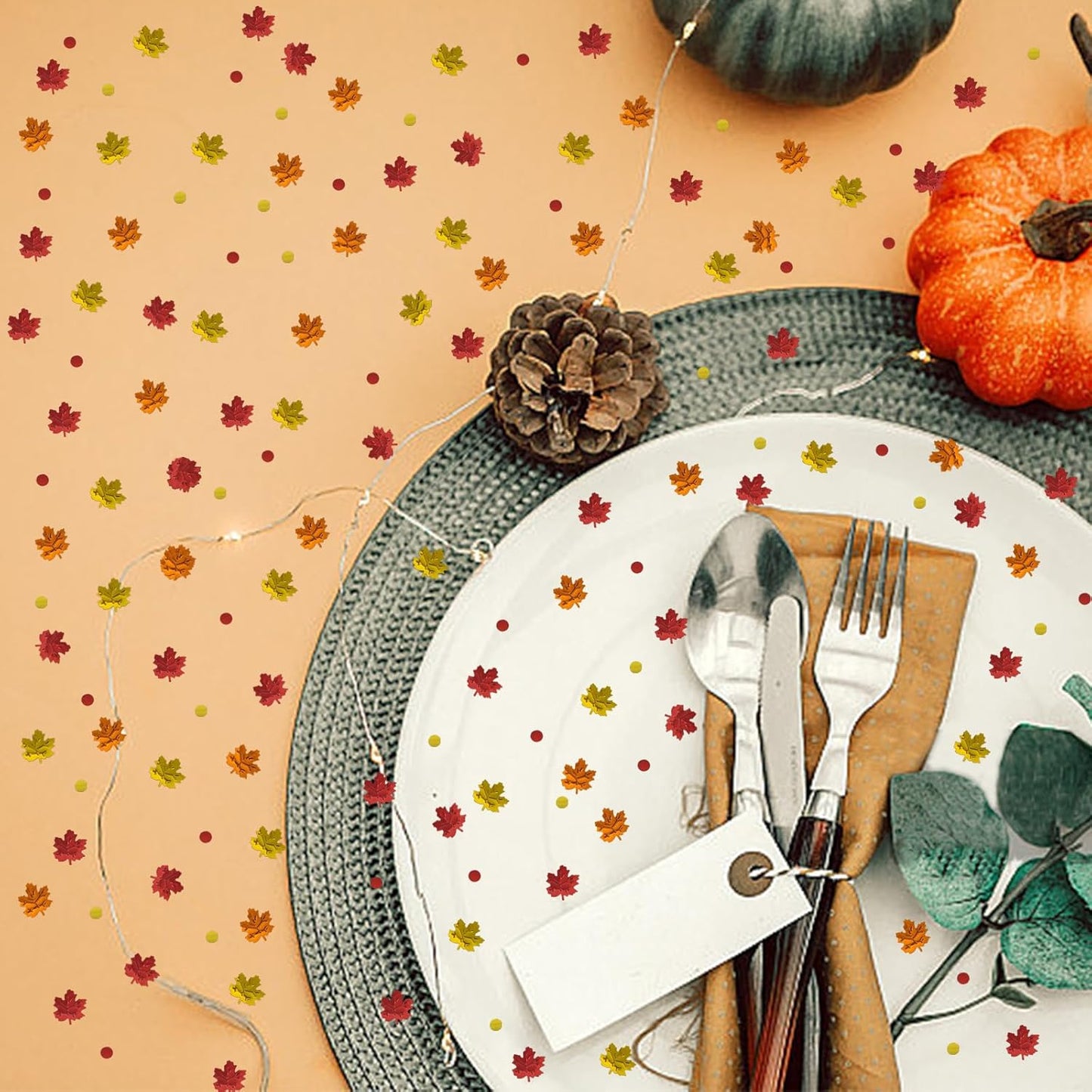 1500 Pcs Autumn Fall Table Confetti, Maple Leaf Decor Harvest Thanksgiving Table Scatters Glitter Party Decorations