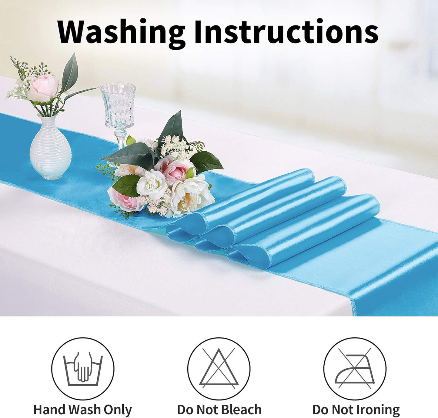 5-Pack Satin Table Runner Blue 12 x 108 inches Long, Table Runners for Wedding, Birthday Parties, Banquets Decorations(5 Pack, 12x108 Inch, Blue)