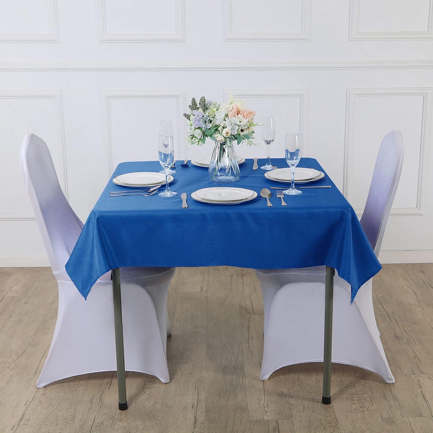 Cupuamon Square Tablecloth 90x90 inch Washable Polyester Fabric Table Cloth for Wedding Party Dining Banquet Decoration(90x90,Mediterranean Blue)