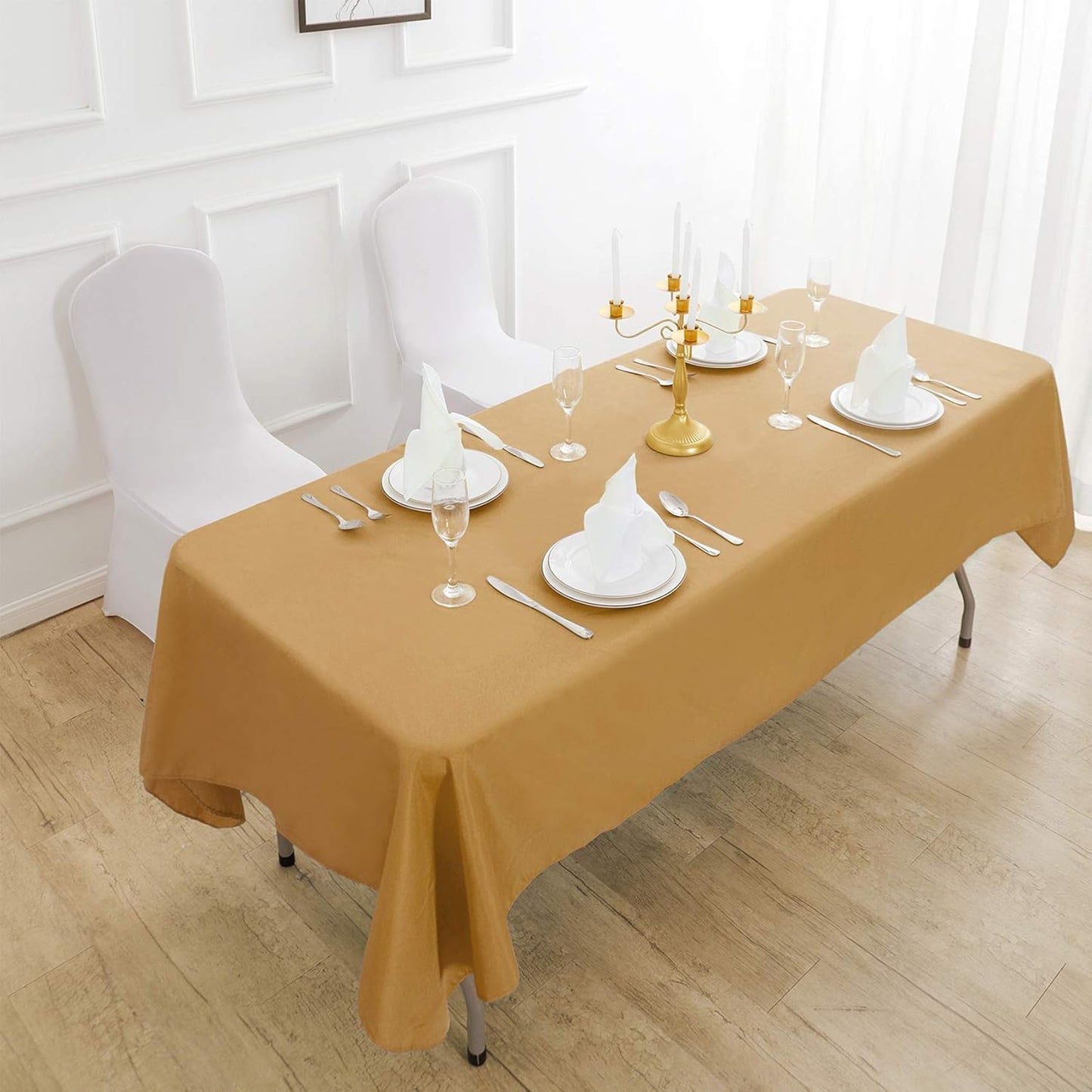 Rectangle Tablecloth 60x102 inch Washable Polyester Fabric Table Cloth for Wedding Party Dining Banquet Decoration(60x102, Gold)