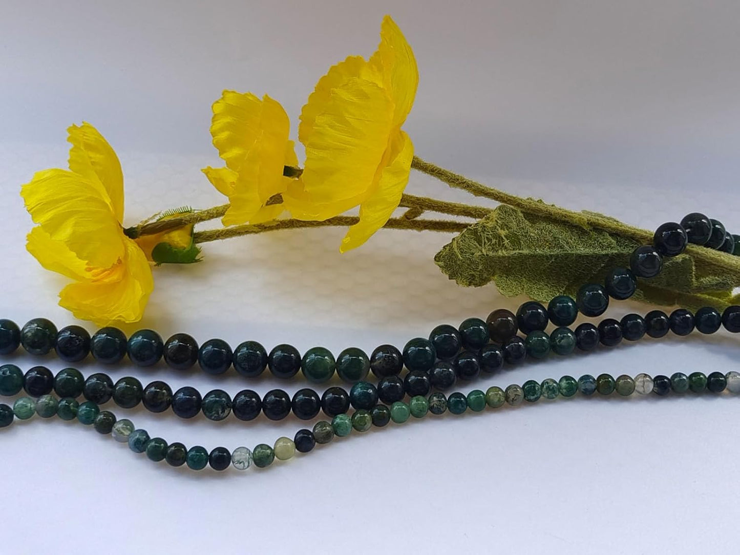 Stone Beads 8mm 100pcs Green Moss Agate Beads Round Loose Gemstones Beads for Bracelet Necklace Jewelry Making (8mm, 60801 Green Moss Agate)