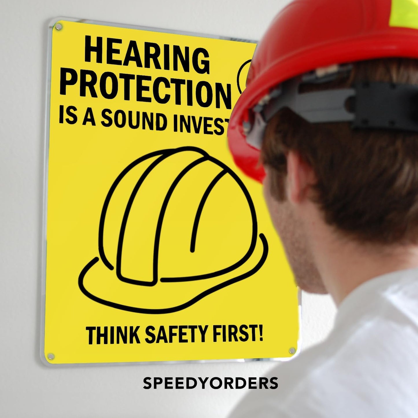 Custom Metal Signs, Personalized Aluminum, Customized Safety, Business Signs - Waterproof, White Aluminum (Yellow Background, 14x10 In)