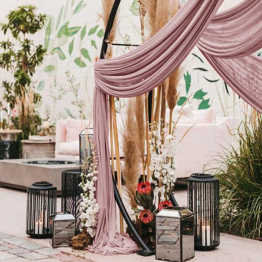 Wedding Arch Draping Fabric 1 Panel 30'' x 18FT Dusty Rose Sheer Chiffon Arch Drapery for Photo Booth Bridal Shower Baby Shower Church Decor Newborn Photography Christening Outdoor Party