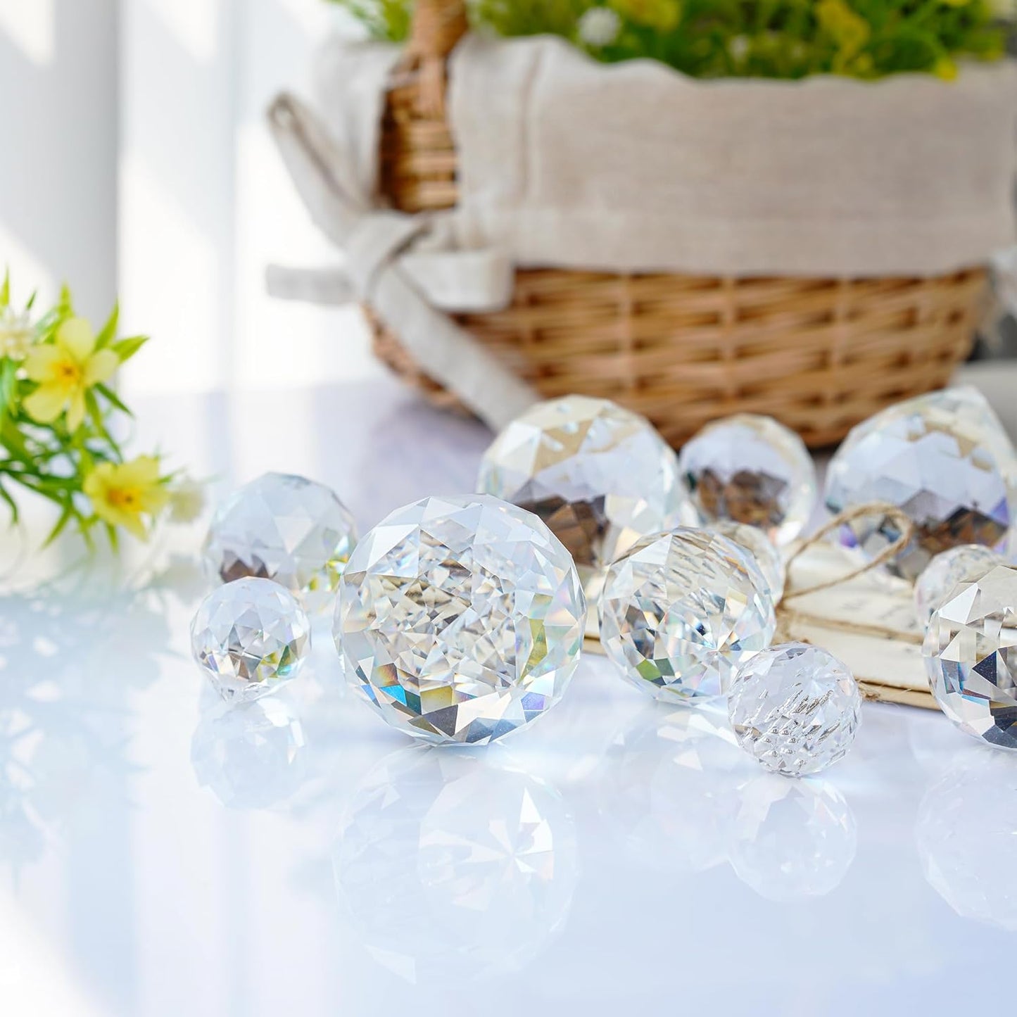 20mm/30mm/40mm Clear Crystal Balls Prism Sun Catcher for DIY Home Garden Wedding Party Decor, Pack of 13