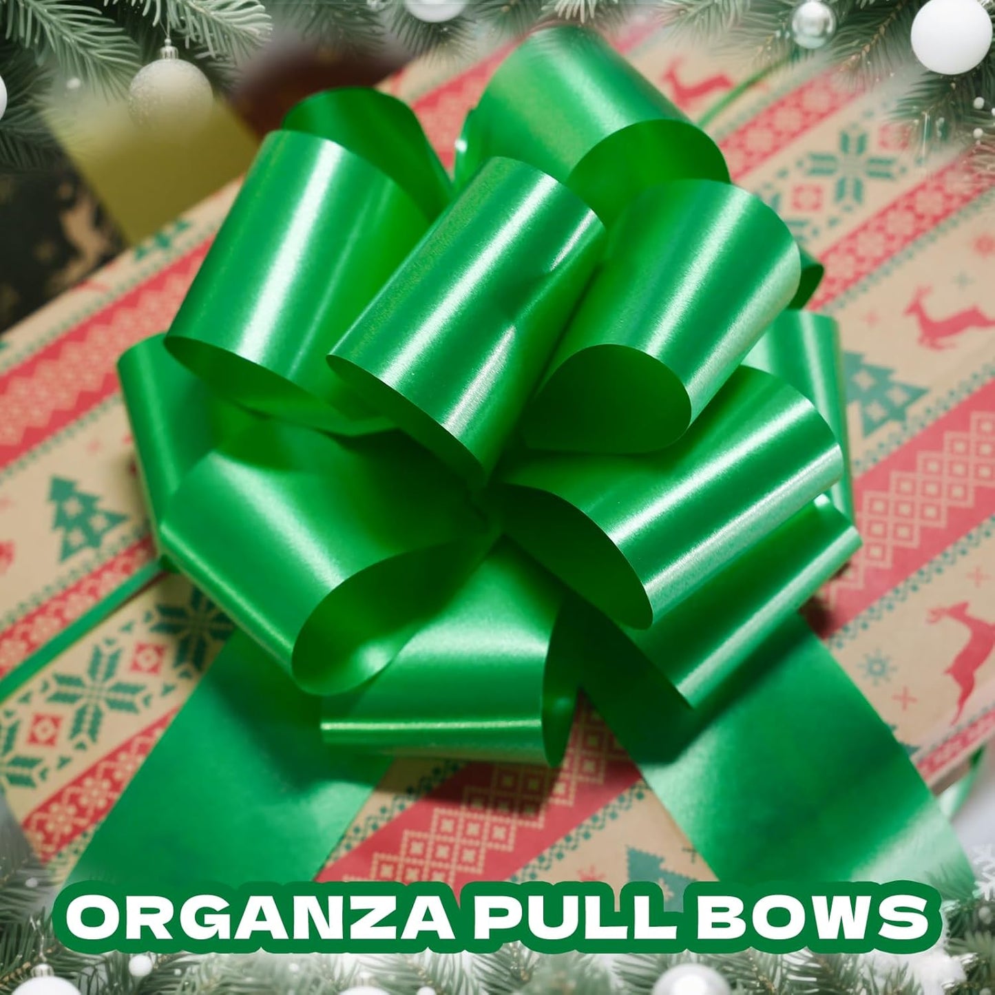 6 Pcs 6 Inch Green Pull Bows, Perfect for Gift Wrapping, Gift Wrapping Baskets Wedding Christmas Party Decorations, Crafts – Quality Pull Bows for Gifts and Decorations
