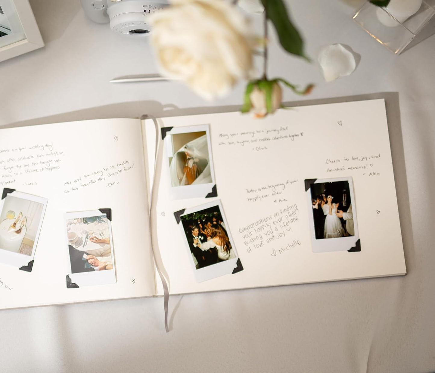 MUUJEE Personalized Guestbook in Wine - Premium Custom Modern Guest Book for Wedding Reception, Birthday Party or Events w/Bookmark Blank Pages for Signing 11.5 x 8.5 inches