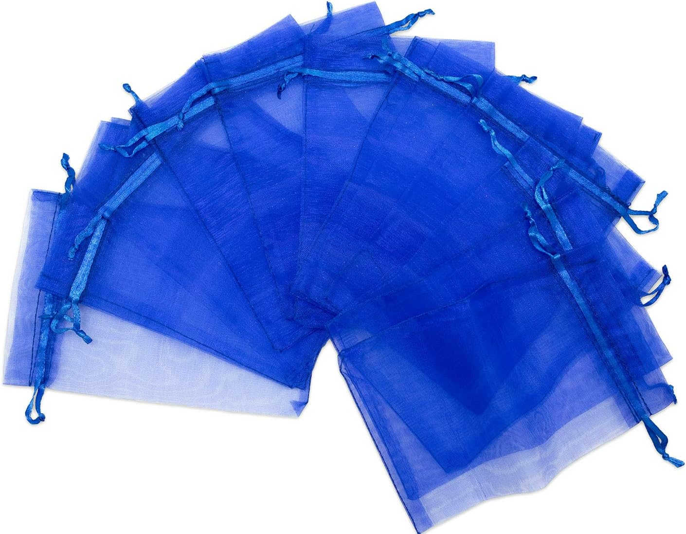 TheDisplayGuys 100-Pack 4x6 Royal Blue Sheer Organza Gift Bags with Drawstring, Jewelry Candy Treat Wedding Party Favors Mesh Pouch