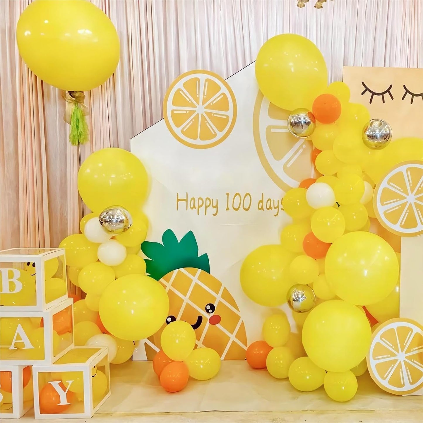 100pcs Balloons, 12 inch Yellow Latex Balloons Helium Quality for Gender Reveal,Birthday Party, Baby Shower, Honey Bee Party Decoration (with 66ft Ribbon)