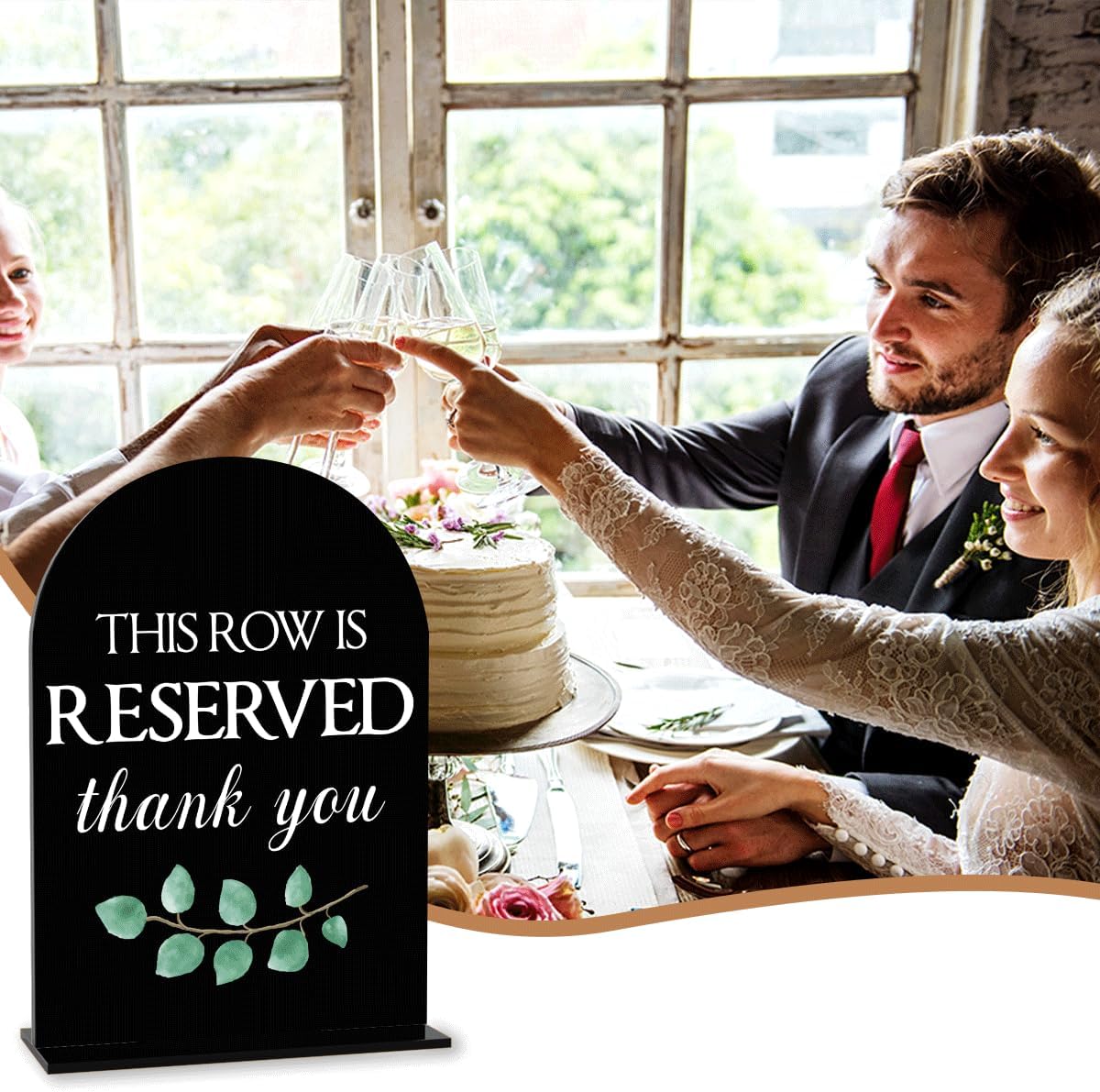 Black This Row is Reserved Sign, Reserved Seating Signs for Wedding, Engagement Bridal Shower Baby Shower Decor for Reception Reception, Weddings Acrylic Sign