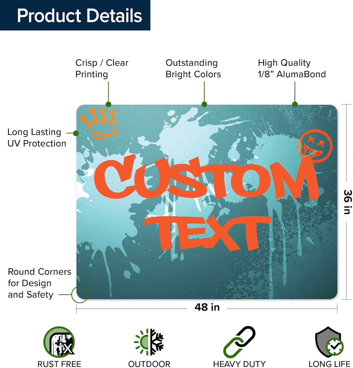 Custom Sign, Custom Street Sign, 11 Font Colors, 13 Font Styles, 4 Hole Options, 22 Sizes, 36x48 Inches, Rust Free DiBound, Fade Resistant, Made in USA by My Sign Center (Graffiti)