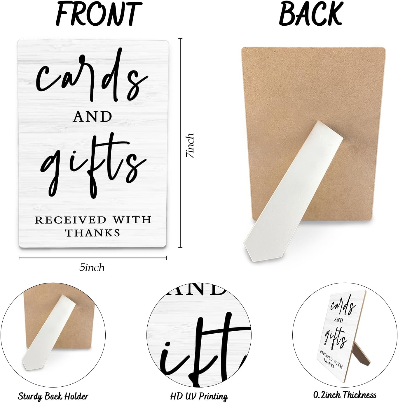 Cards And Gifts Wedding Sign, 5x7inch - Ceremony & Reception Gift Table Decor