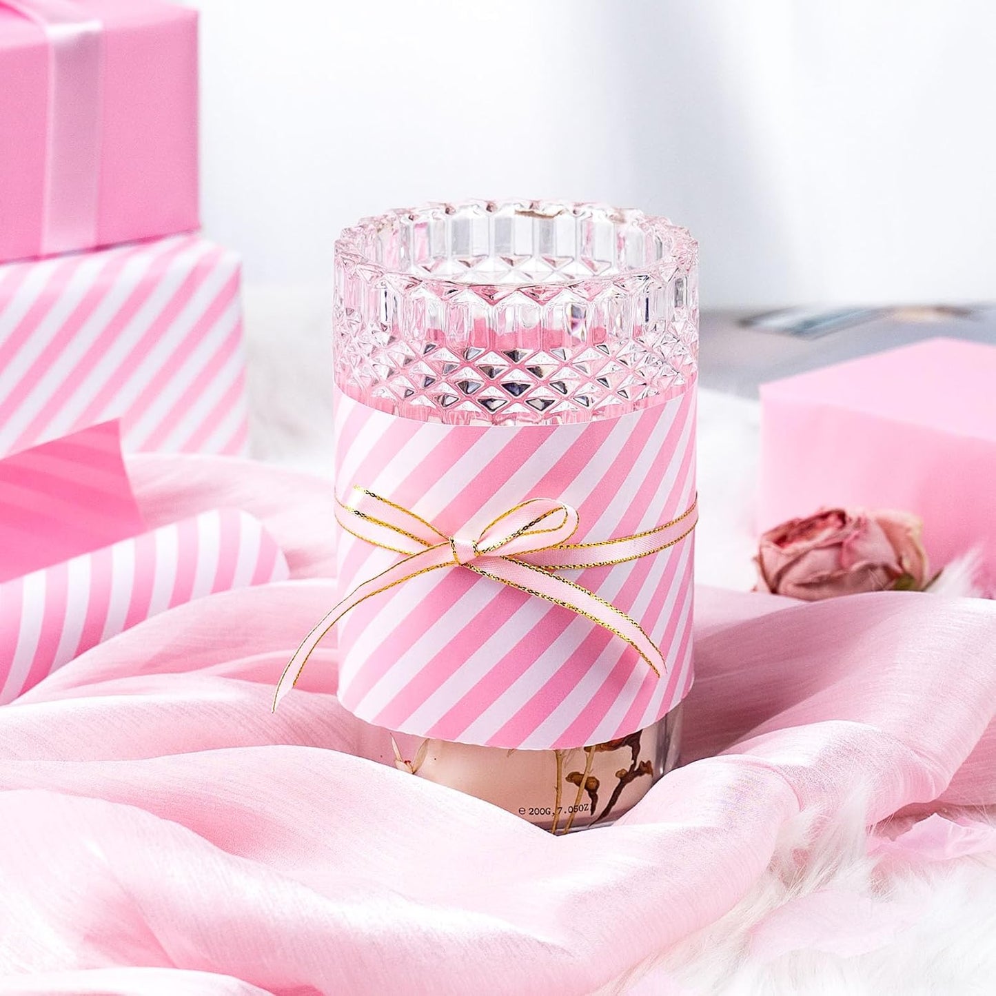 Burymento Pink and White Stripes Wrapping Paper, Reversible Pink Gift Wrap for Birthday, Valentines, Mothers day, Graduation, Wedding, Fathers day, Baby Shower, Christmas (17in x 32.8ft)