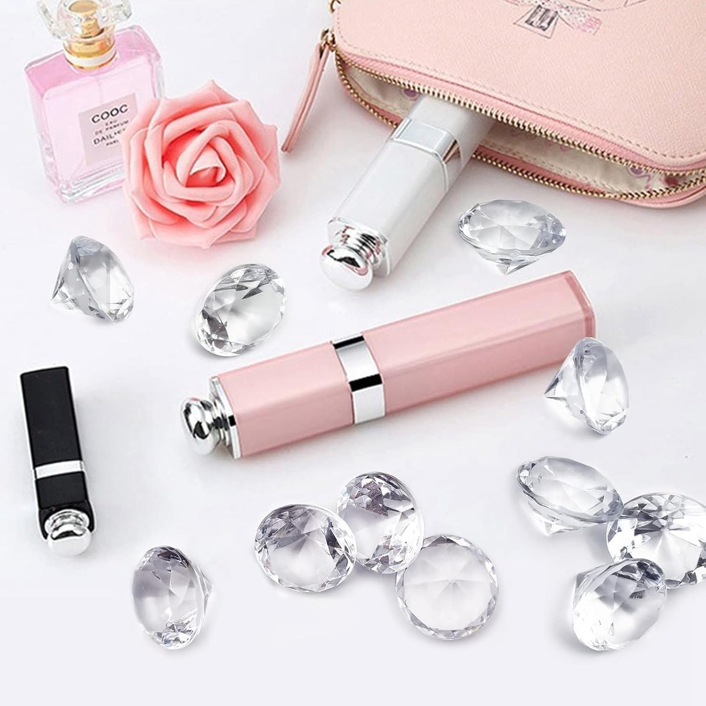 100Pcs Clear Acrylic Diamonds 1 Inch Wedding Table Scatters Gemstones Confetti for Vase Fillers,Floral Decor,Bridal Shower Decorations,Home Centerpieces,Candle Display (Clear)