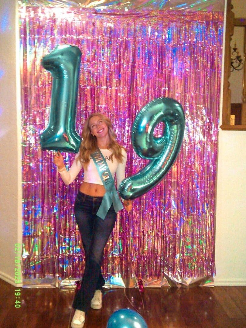 Teal Blue Number 7 Birthday Balloon 40 Inch, Digital Balloons for 7 17 27 70 77 Party Celebration Decorations Supplies, Teal Blue Mylar Foil Numbers Balloon for Seven Wedding Anniversary
