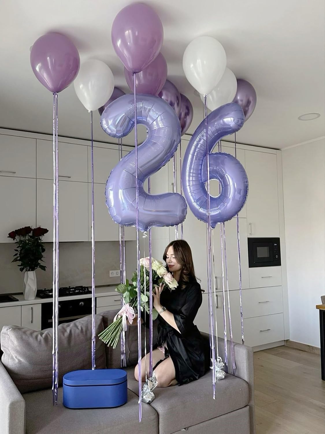 Big Lilac 40 Inch 9 Balloon Number, Jumbo Giant 9th 19 29 39 49 99 Birthday Party Decorations, Large Lavender Foil Balloons Anniversary Birthday Party Engagement Decorations