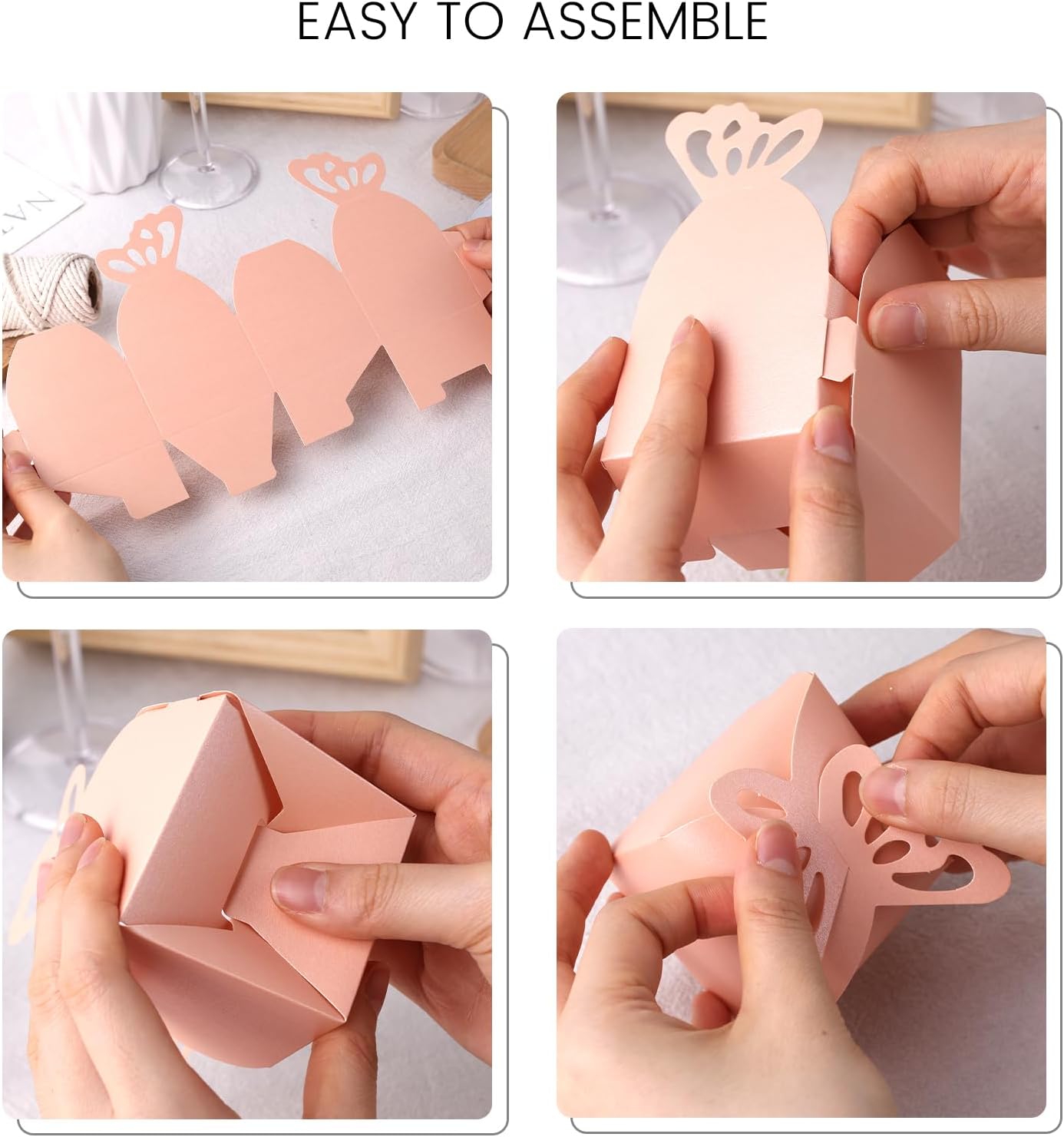 VGOODALL 50PCS Party Favor Boxes, 2.4" x 2.4" x 1.8" 3D Butterfly Candy Boxes Pink Baby Shower Favors for Wedding Birthday Party Gift