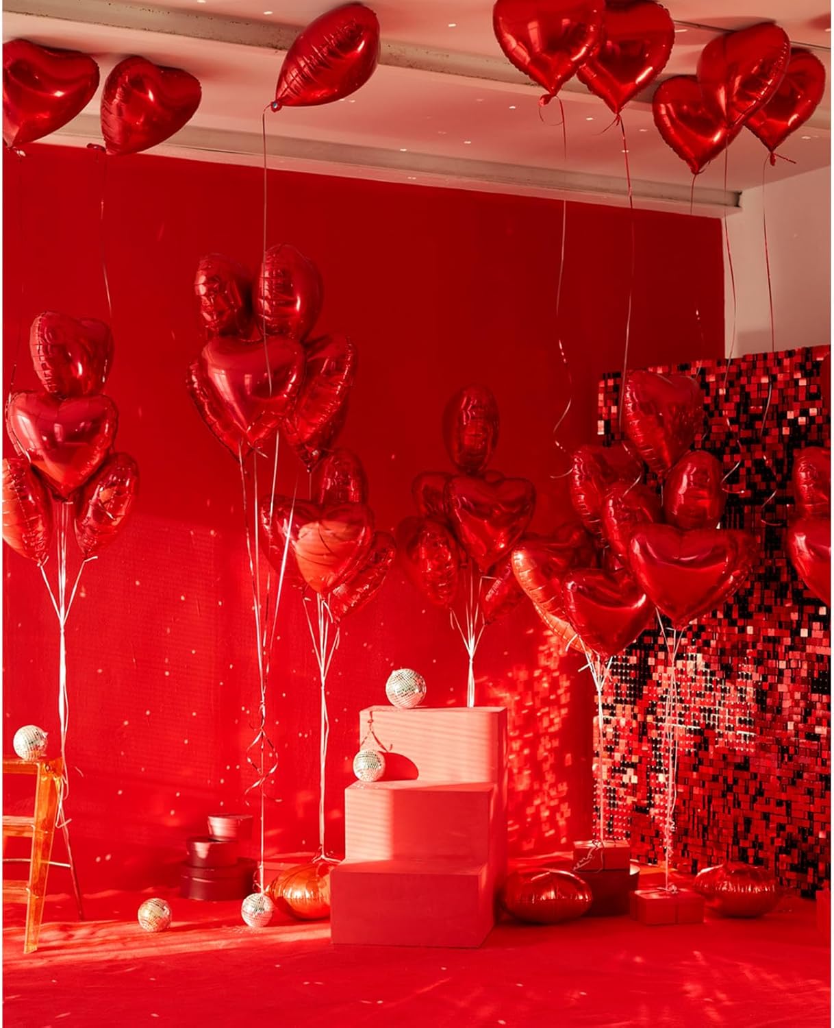 12PCS Red Shimmer Wall Backdrop, Square Sequin Photo Backdrops Panel, Glitter Wall Background for Birthdays, Weddings, Christmas, Baby Showers, Disco Bachelorette Party Decoration (3FTx4FT)