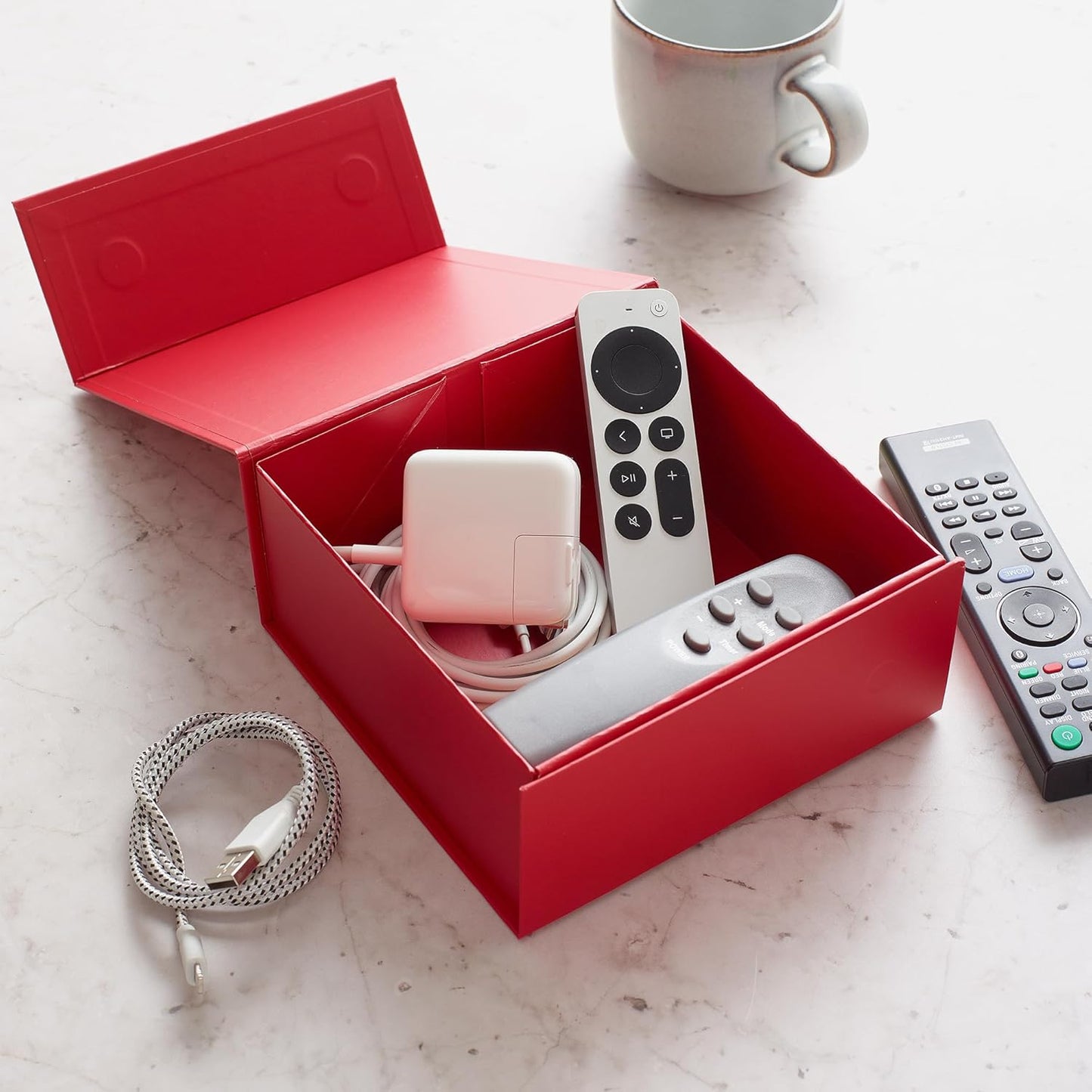 CECOBOX - Gift Boxes with Lids for Presents 6"x6"x2.75" - Matte, Collapsible Magnetic Closure Gift Box - Groomsmen & Bridesmaid Proposal Boxes, Wedding, PR, Birthdays, Holidays (Red)