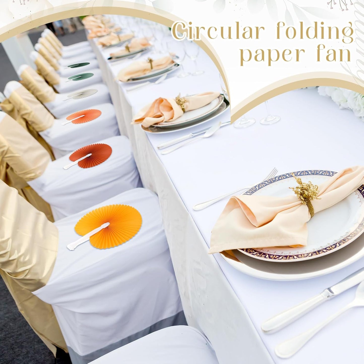 Pangda 24 Pack Folding Fans Round Paper Fans Assortment with Plastic Handle for Wedding Favor Party Bag Filler (Soft Color)