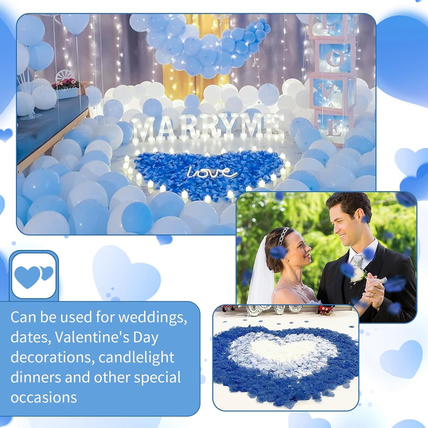 3300 PCS Artificial Fake Rose Petals,Flower Petals,Romantic Nightfor Her/Him Set,Wedding, Engagement, Party, in Bulk Flower Decorations(Dark Blue)