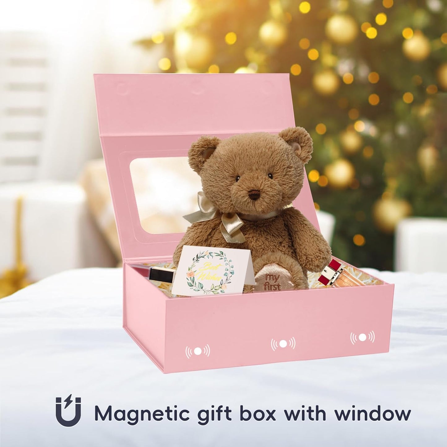 Pink Large Gift Boxes with Window, 13.5"x9"x4.3" Bridesmaid Boxe for Gift Giving,Birthday Gift Box with Magnetic,Closure Lid Gift Boxes for Presents,Cute Boxe,Luxury for Gift Packaging,Gift Box for Wrapping Gifts