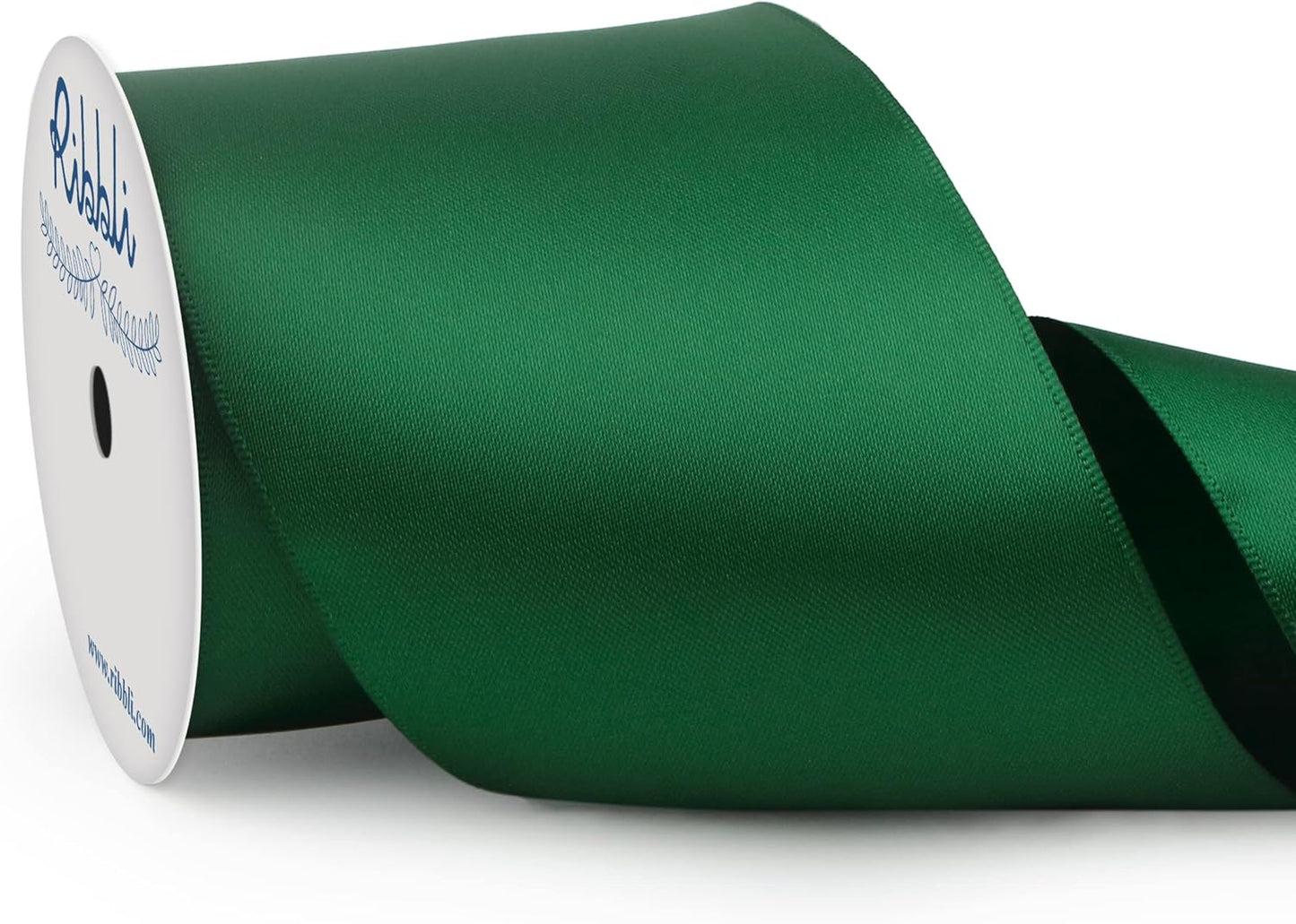 Ribbli Forest Green Double Faced Satin Ribbon, 3” x Continuous 10 Yards,Use for Bows Bouquet,Gift Wrapping,Floral Arrangement,Wedding Decoration