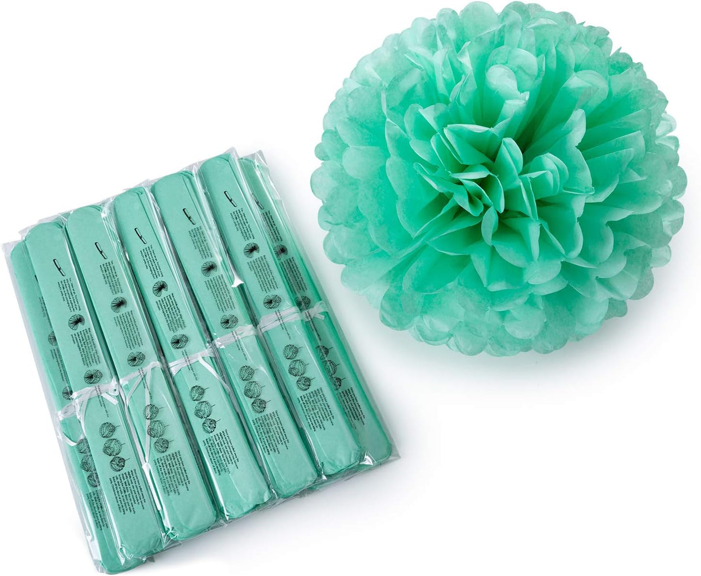 WEVEN 12" Mint Tissue Pom Poms DIY Hanging Paper Flower Balls for Party Decoration, Pack of 12