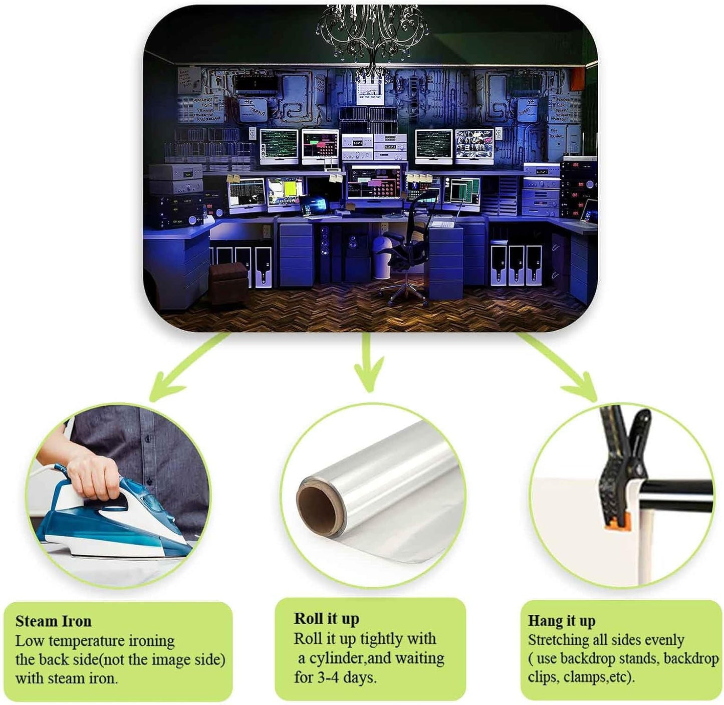 Custom Backdrop with Size Retro Computer Office Backdrop Blue Hacker Room Background for Photography Party Room Decor Photo Booth Props Supplies YUNBDZ008