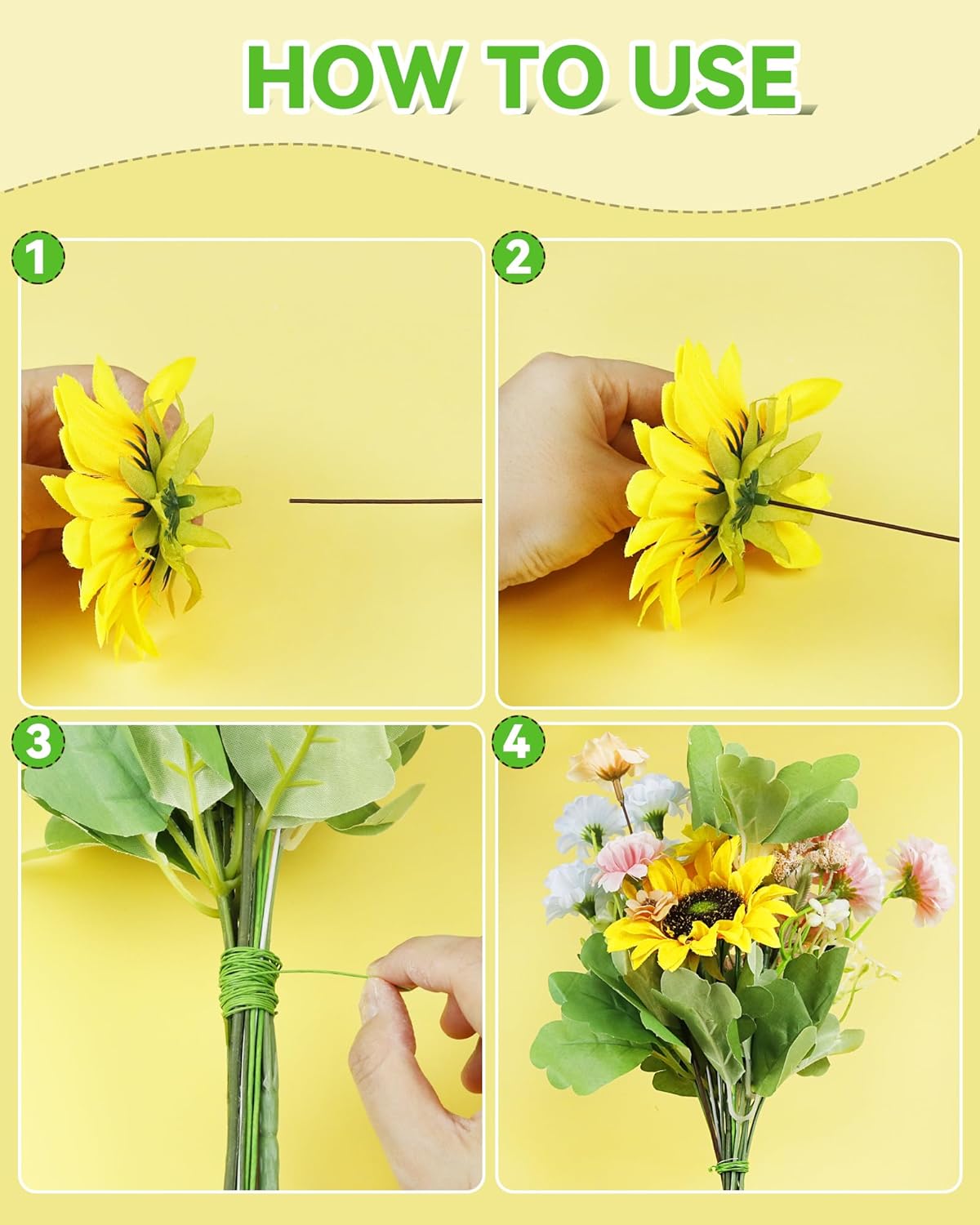 50 PCS FIVEIZERO 16 Gauge Green Floral Wire Stems for Artificial Flower Making,Florist Wire,Flower Wires for Crafts,Alambre para Flores for Wreaths, Flower Arrangements and DIY Projects