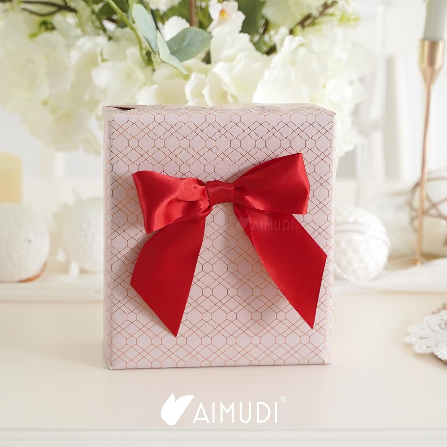 AIMUDI Red Satin Bows 5.5" Bows for Gift Wrapping, Invitations, Baskets, Wreaths, Crafts, Wedding, Birthday Party, Mother's Day Decorations, 24 PCs