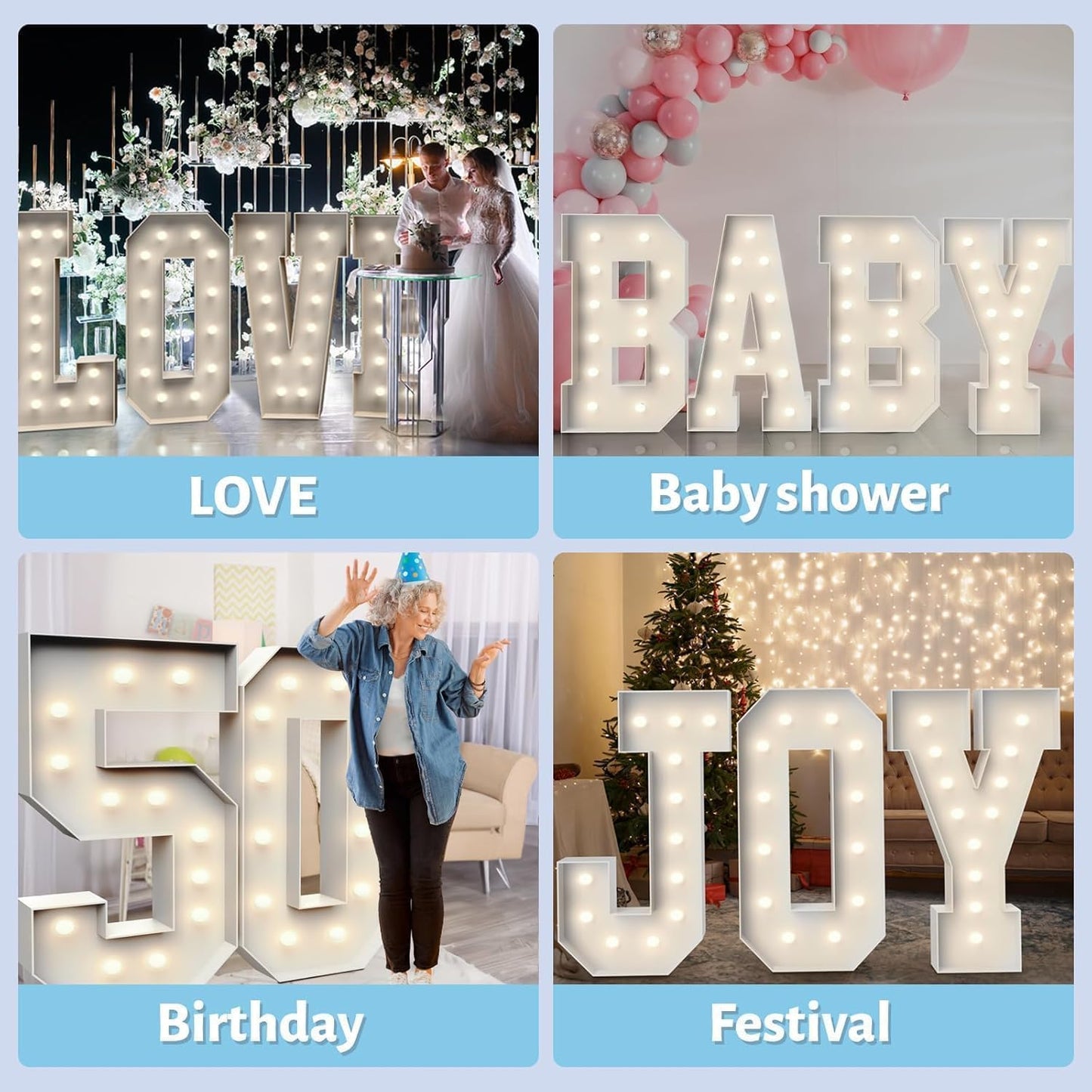 4FT Marquee Light Up Numbers 0,Party Decoration Large Marquee Light Up Letters with Weighted Water Bag,Pre-cut Foam Board Set Can Be Used for Birthdays,Weddings,Baby Anniversaries